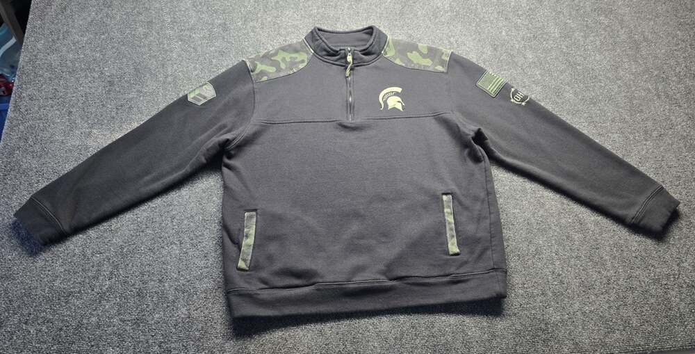 Michigan State Spartans Colosseum Black Pullover Camo Ltd Military 1/4 Zip XL